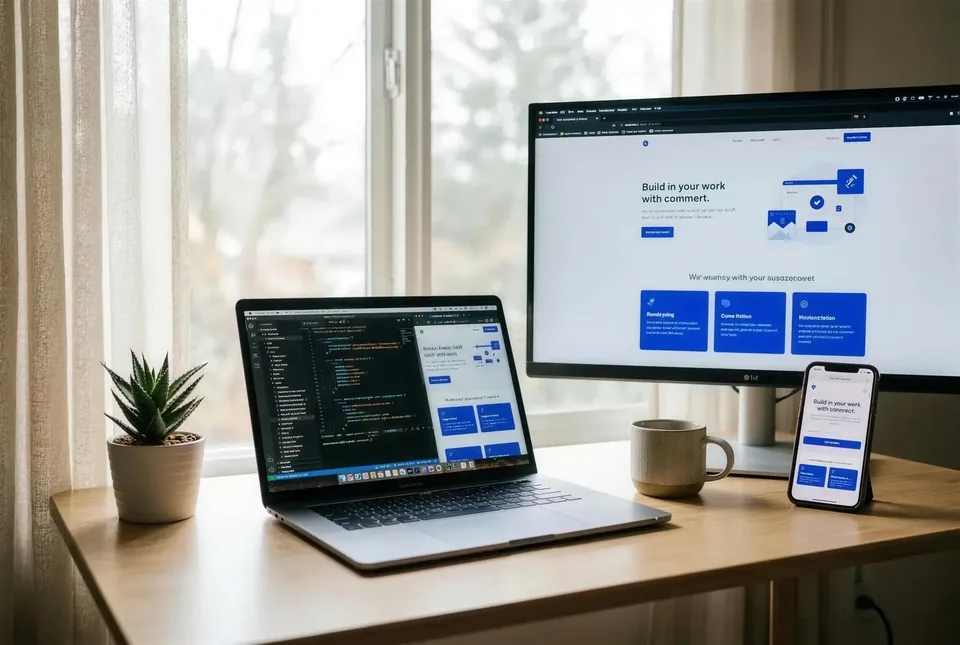 Code auf einem Bildschirm, Website-Relaunch für einen B2B-Dienstleister.